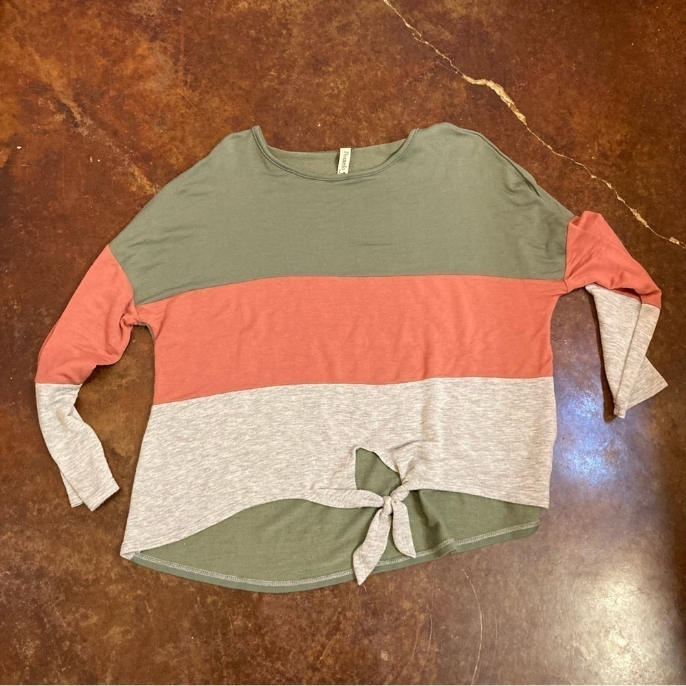 Pomelo Tween Striped Knotted Top